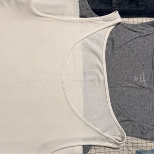 Set of 2: Isabel Maternity by Ingrid & Isabel White & Gray Camisoles, L & XL